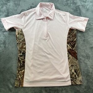 Boo by Firethorn Tour Women's Large Pink 1/4 Zip Golf Polo Shirt Side Camo Block